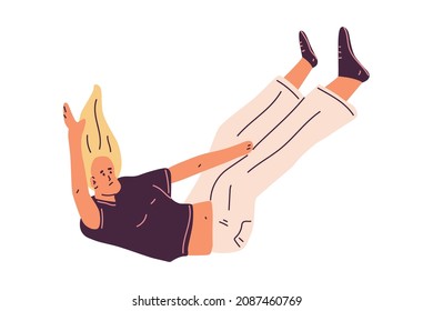 Woman falls down vector cartoon character illustration isolated on a white background.