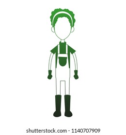 Woman farmer cartoon in green white