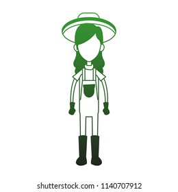 Woman farmer cartoon in green white