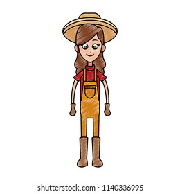 Woman farmer cartoon scribble