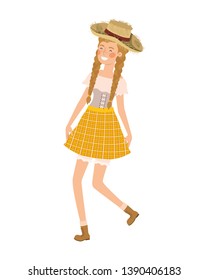 woman farmer dancing with straw hat