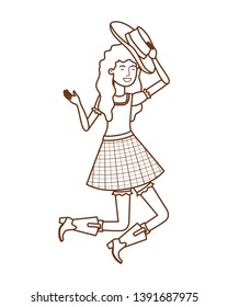 woman farmer dancing with straw hat