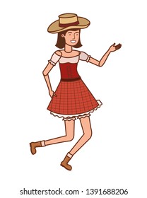 woman farmer dancing with straw hat