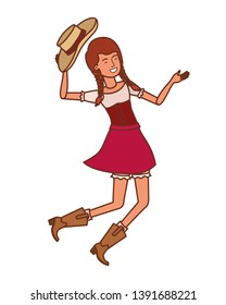 woman farmer dancing with straw hat