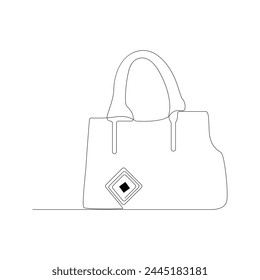 woman fashion bag for traveling or shopping one line art drawing minimalist design vector and illustration