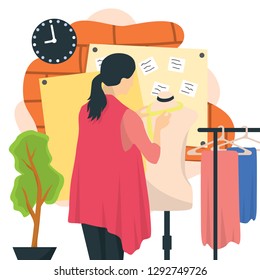 woman fashion designer in flat style vector