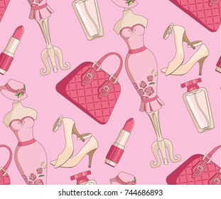 Woman fashion elements seamless texture