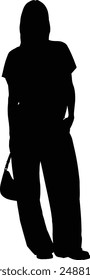 Woman fashion full body Silhouette vector illustration. various poses of women, black figures, white background. Woman Ideal fashion, design projects, , standing. icon, vector, logo. single image.