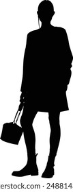 Woman fashion full body Silhouette vector illustration. various poses of women, black figures, white background. Woman Ideal fashion, design projects, , standing. icon, vector, logo. single image.