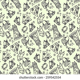 Woman fashion hand drawn seamless pattern , spring - summer 