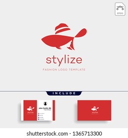 Woman with fashion hat. Abstract vector logo design template