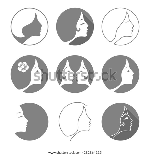 Woman Fashion Icon Logo Flat Design Stock Vector Royalty Free