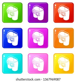 Woman fashion jeans icons set 9 color collection isolated on white for any design