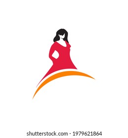 Woman fashion model logo design vector template