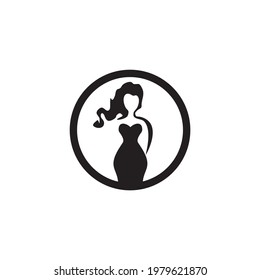 Woman fashion model logo design vector template