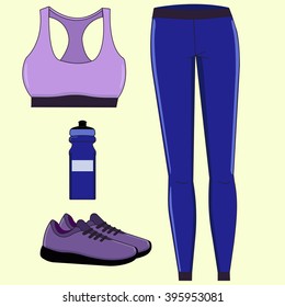 Woman fashion set. trendy fashion sport clothes. Illustration, vector