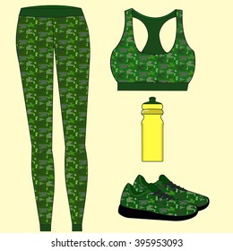 Woman fashion set. trendy fashion sport clothes. Illustration, vector