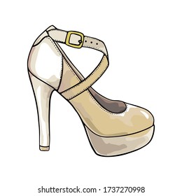 Woman fashion shoes. Vector illustration isolated on white background.