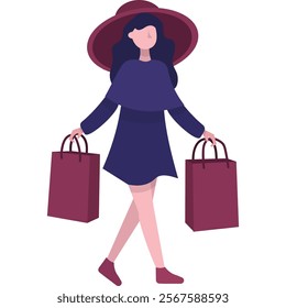 Woman fashion shopper with shopping bag icon