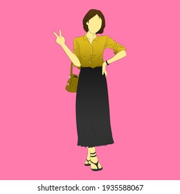 woman fashion style illustration for any work.