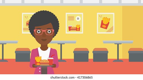 Woman with fast food.