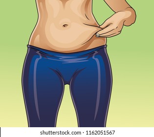 Woman with fat belly 