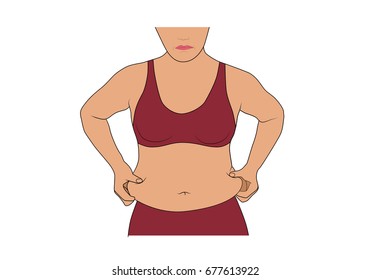 Woman with fat belly