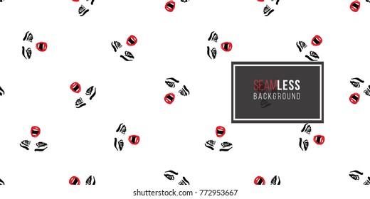 Woman fearful vector emoticons, emoji, smiley icons, characters. Fashion illustrated women's emotional faces seamless pattern.