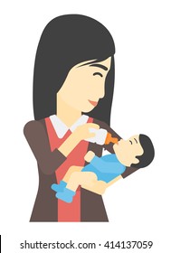 Woman feeding baby.