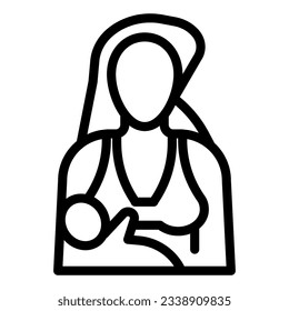 Woman feeds her baby line icon. Mother holding and feeding a child outline style pictogram on white background. Breastfeeding signs for mobile concept and web design. Vector graphics
