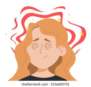 Las mujeres sienten aura antes de que se aísle el vector de migraña. Síntoma del síndrome de migraña, condición neurológica. aura visual, personaje femenino que sufre de dolor de cabeza.