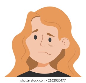 Woman Feel Face Numbness Vector Isolated. One Side Of The Face Is Swollen. Symptom Of Disease Such As Migraine. Nervous System Disorder.