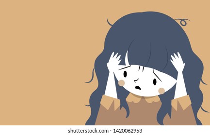 Woman feeling worry flat style cartoon vector