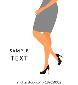 Woman feels a pain wearing shoes - vector illustration