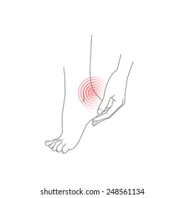 Woman feet, Hand and foot, feet pain, vector illustration