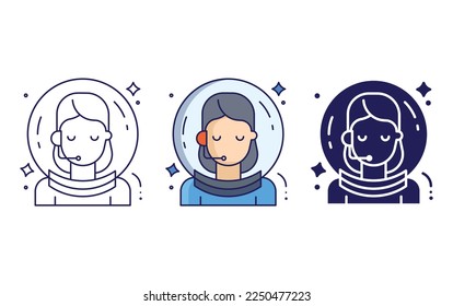 Woman, Female astronaut icon vector illustration