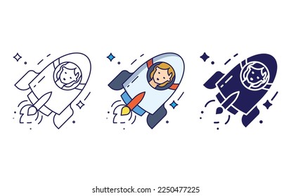 Woman, Female astronaut icon vector illustration