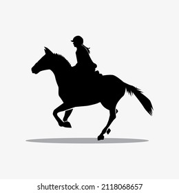 Woman, female cowgirl rider horse silhouette vector image