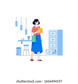 woman female employee worker in the office flat design character illustration