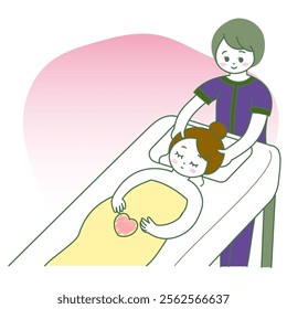 A woman and a female esthetician receiving a maternity beauty treatment