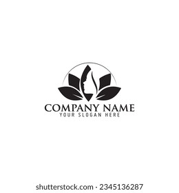 Woman Female Face and Leaves for Beauty Spa Cosmetic Salon and natural Skin care Business Logo Concept Design