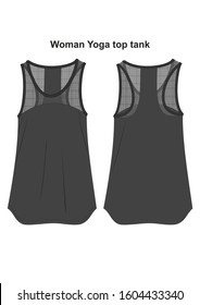 Woman female sport yoga fit top tank shirt vector template clothing textile wear design pattern