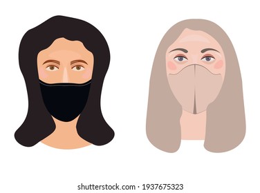 Woman female vector face in mask