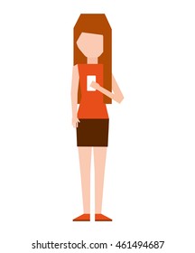 woman female young using smartphone icon vector isolated graphic