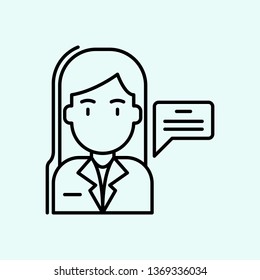 woman, femenine,speech bubbles icon. Element of Feminism for mobile concept and web apps icon. Outline, thin line icon for website design and development, app development