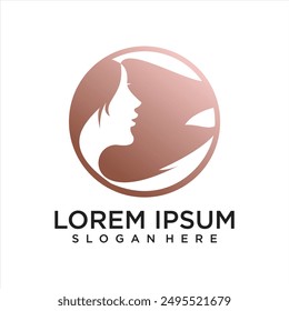 Woman feminine elegan beauty logo design template