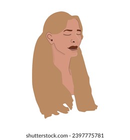 woman feminine female lady teen girl young adult person attractive model long blonde hair pony tail side view face facing right eyes closed calming isolated head health vector illustration digital art