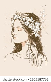 Frauenfestival Hippy Boho Happy Flower Crown Illustration