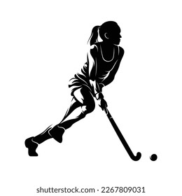Woman Field Hockey Silhouette Vector Illustration