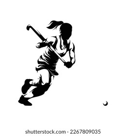 Woman Field Hockey Silhouette Vector Illustration